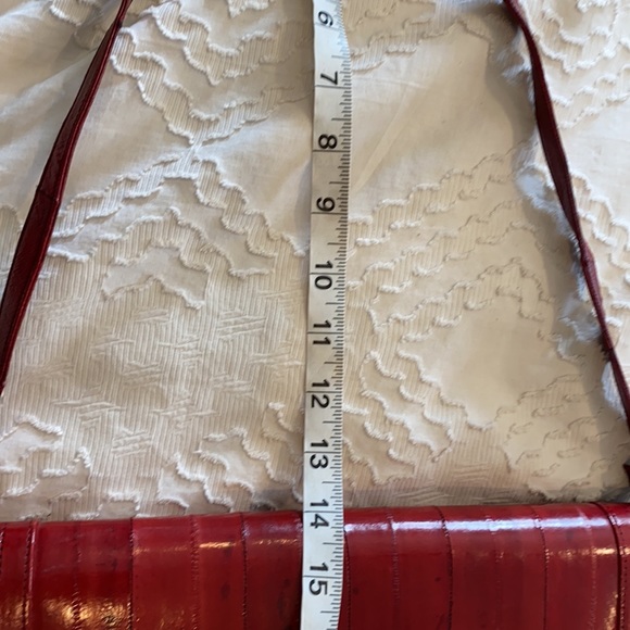 Vintage eel skin leather purse shoulder clutch red - Picture 7 of 15